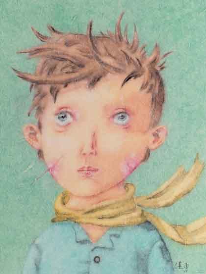Zeng Jianyong  曾健勇   -  The Little Prince  -  Ink and colour on paper  48.3 x 36.1 cm  -  2021 