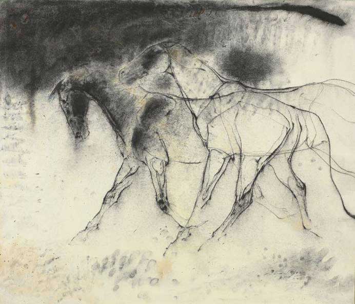 Liang Zhao-Xi  梁兆熙  -  Horse H03  -  Watercolor. charcoal  64 x 75 cm  -  2015