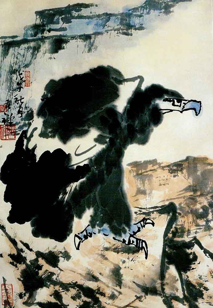 Li Kuchan  李苦禪  -  Eagle  -  Ink on paper  65 x 44 cm  (China Fine Arts Gallery  Beijing)  -  1979