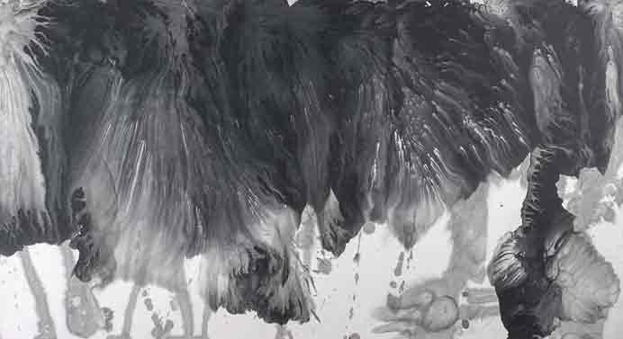 Ma Hui  马蕙 -  Water Splish splash  -  Ink on paper  200 x 100 cm