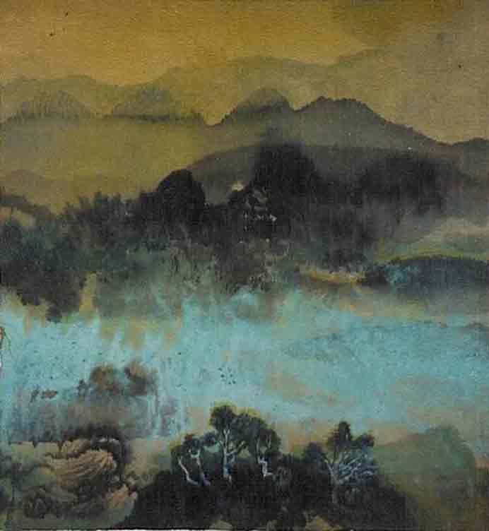 Wang Jia'nan  王佳楠  -  Abstract landscape  -  Ink and colour on paper  50 x 60 cm  -  2000