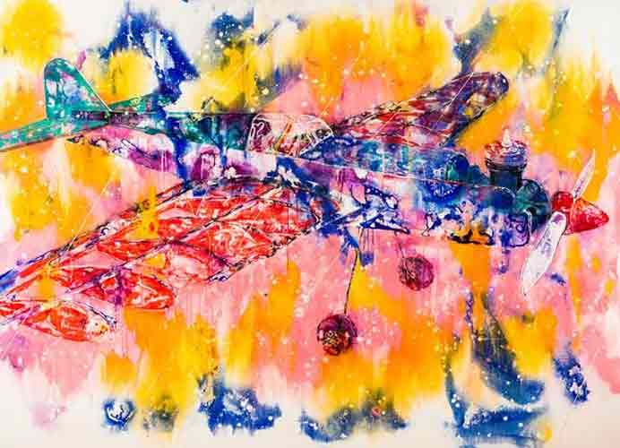 Wang Liang-Yin  王亮尹   -  Spray and Rainbow  -  Acrylic on canvas 140 x 194 cm  -  2019