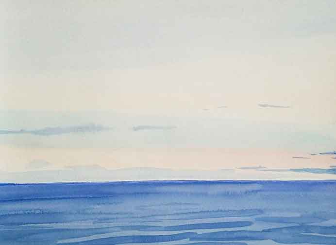 Zhang Chunbo  张春勃  -  At the sea of Pacific Ocean 2  -  Watercolor  9 x 12  -  2022